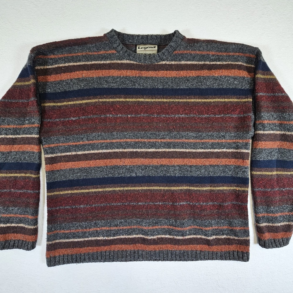 Legend Classic Sweater Mens‎ Extra Large XL Vintage Wool Thick Stripes USA Made